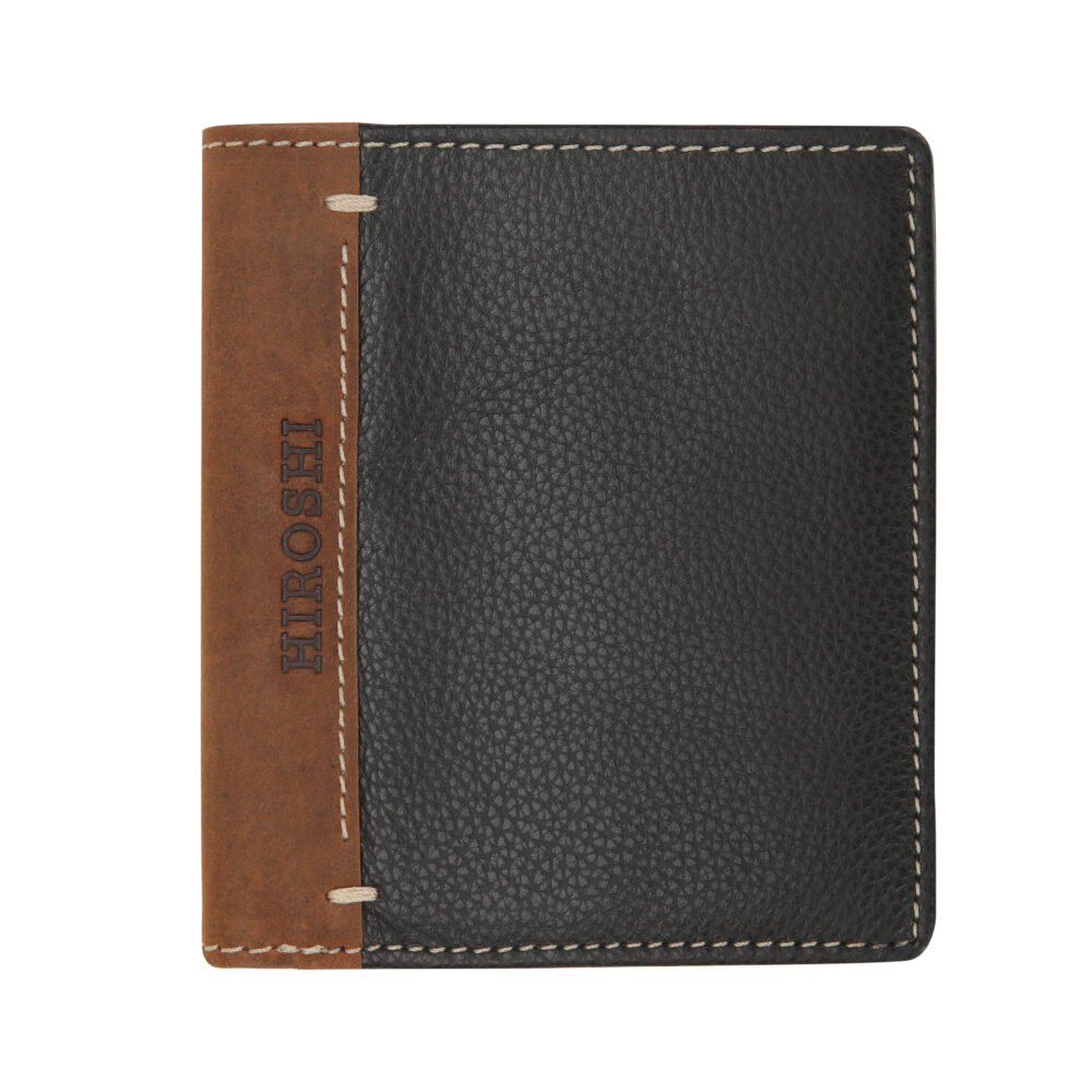 Aaron Black Tan Bi Fold Wallet - Image 3