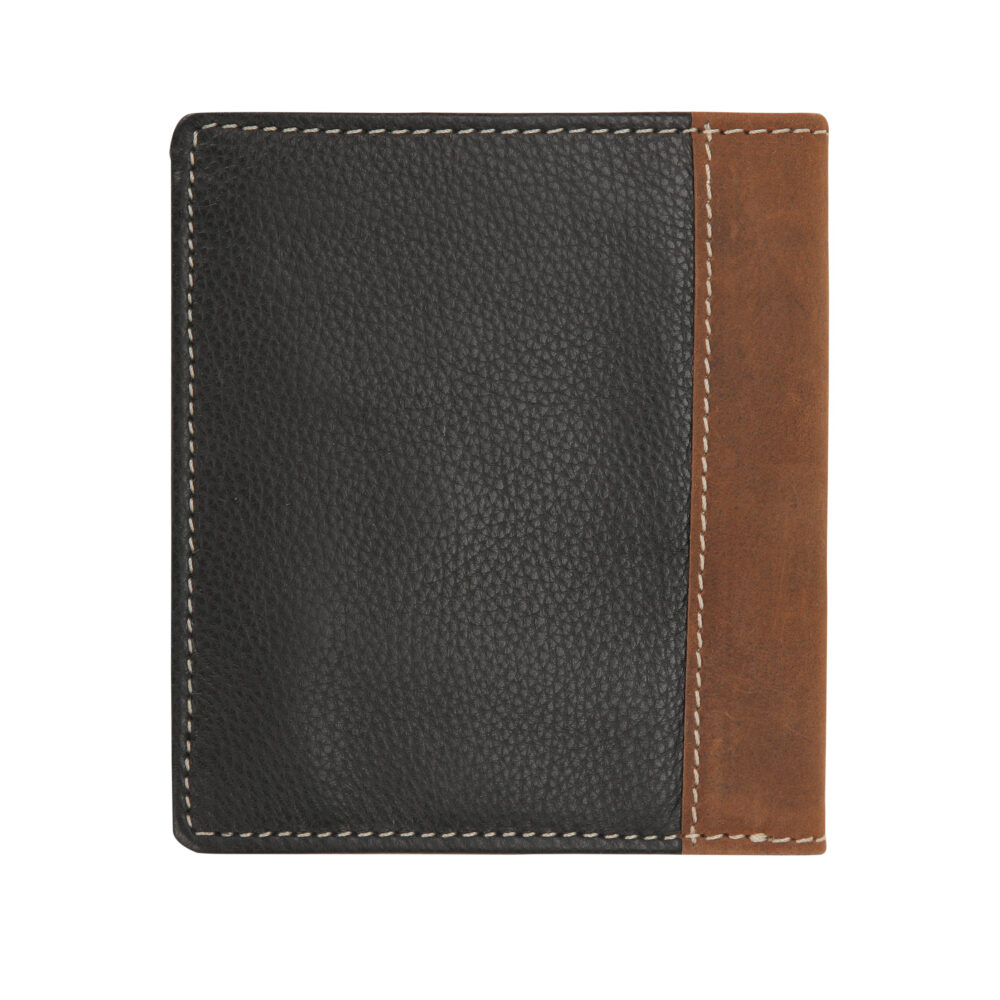 Aaron Black Tan Bi Fold Wallet - Image 4