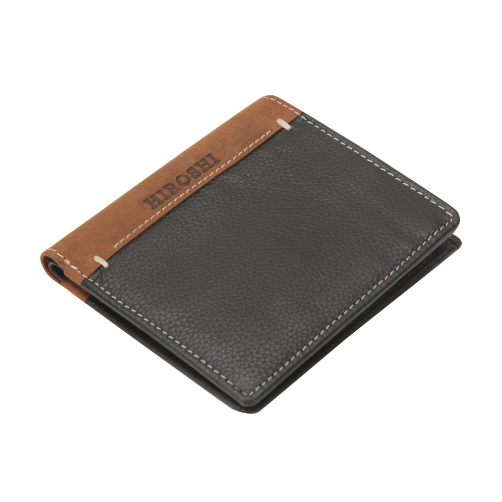 Aaron Black Tan Bi Fold Wallet - Image 5