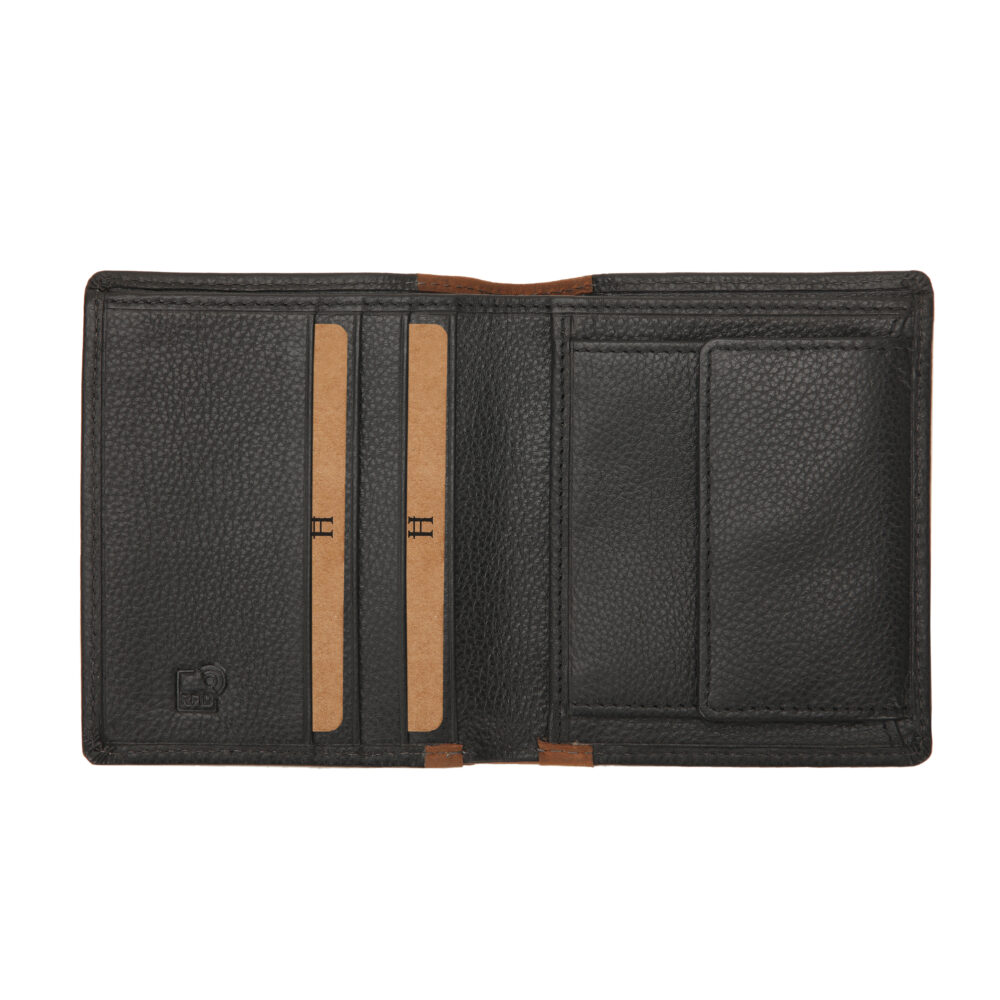 Aaron Black Tan Bi Fold Wallet - Image 6