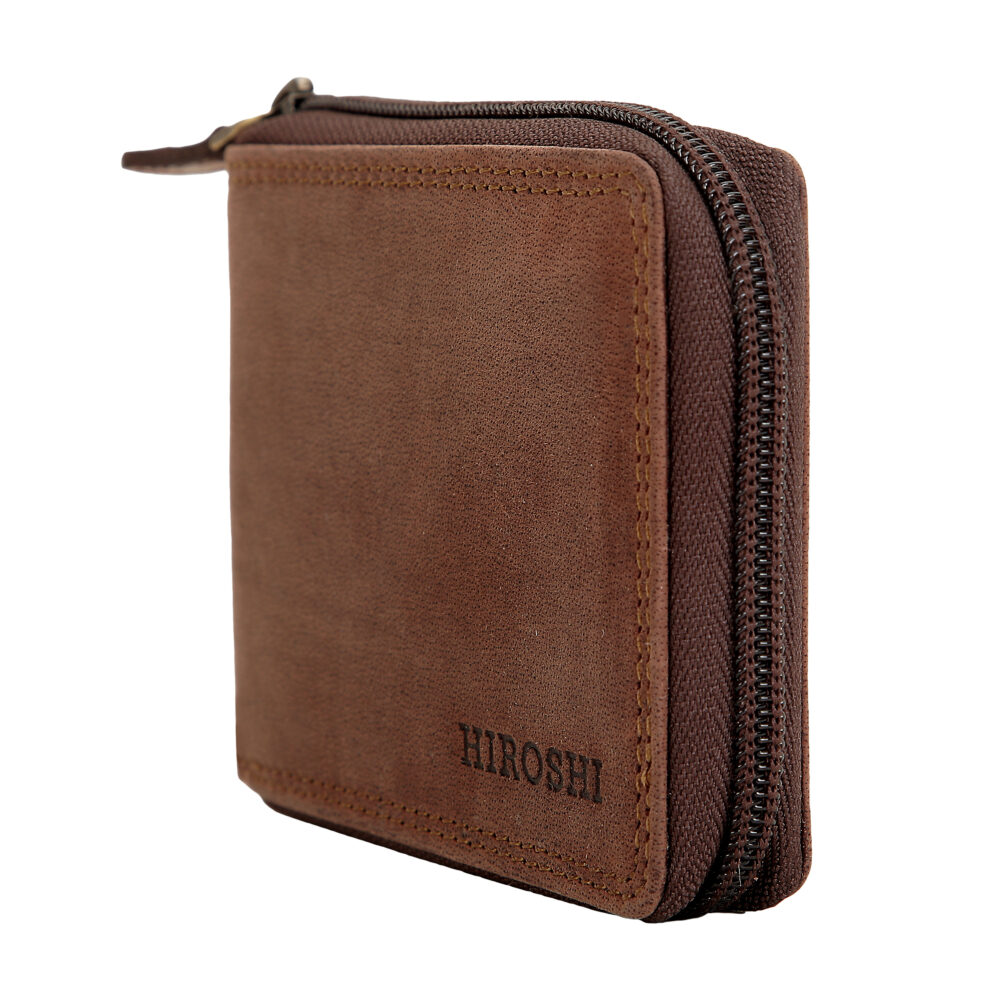 Brown Bi Fold with Zip Around Wallet - Image 4