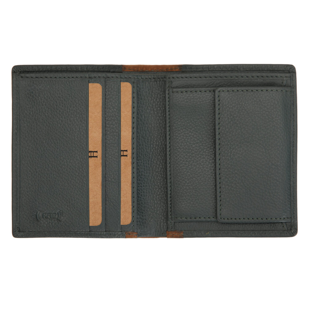 Aaron Green Tan Bi Fold Wallet - Image 8