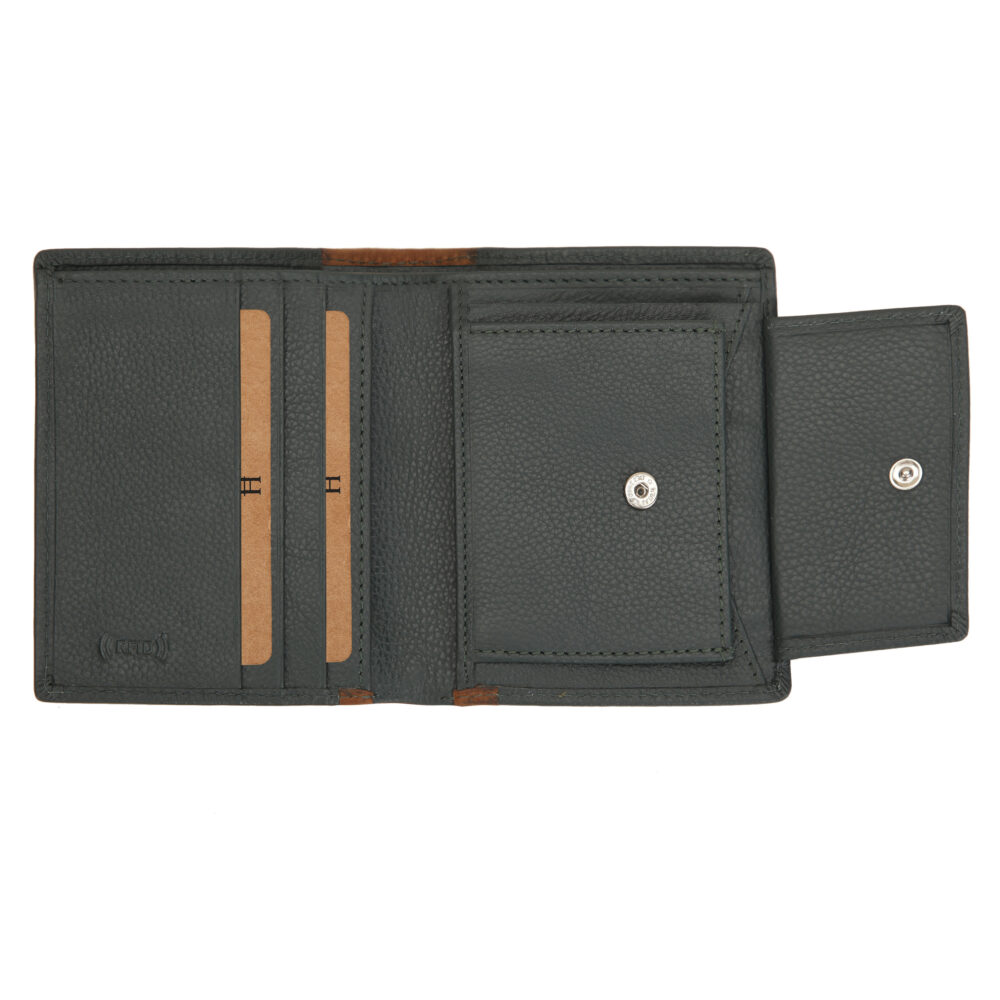 Aaron Green Tan Bi Fold Wallet - Image 9