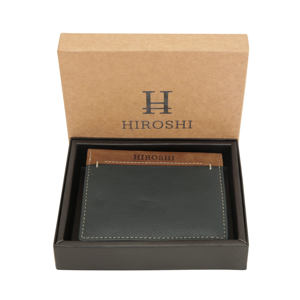 Aaron Green Tan Bi Fold Wallet - Image 2