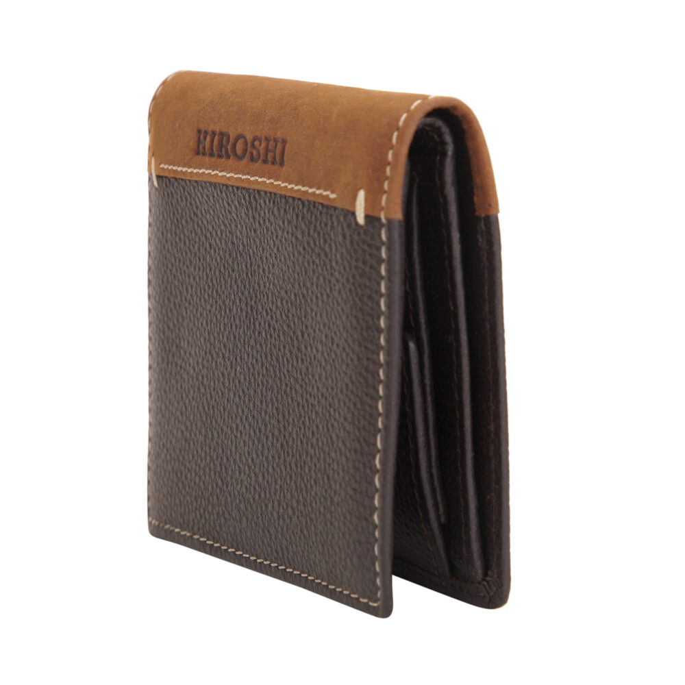 Aaron Dark Brown Tan Bi Fold Wallet - Image 5