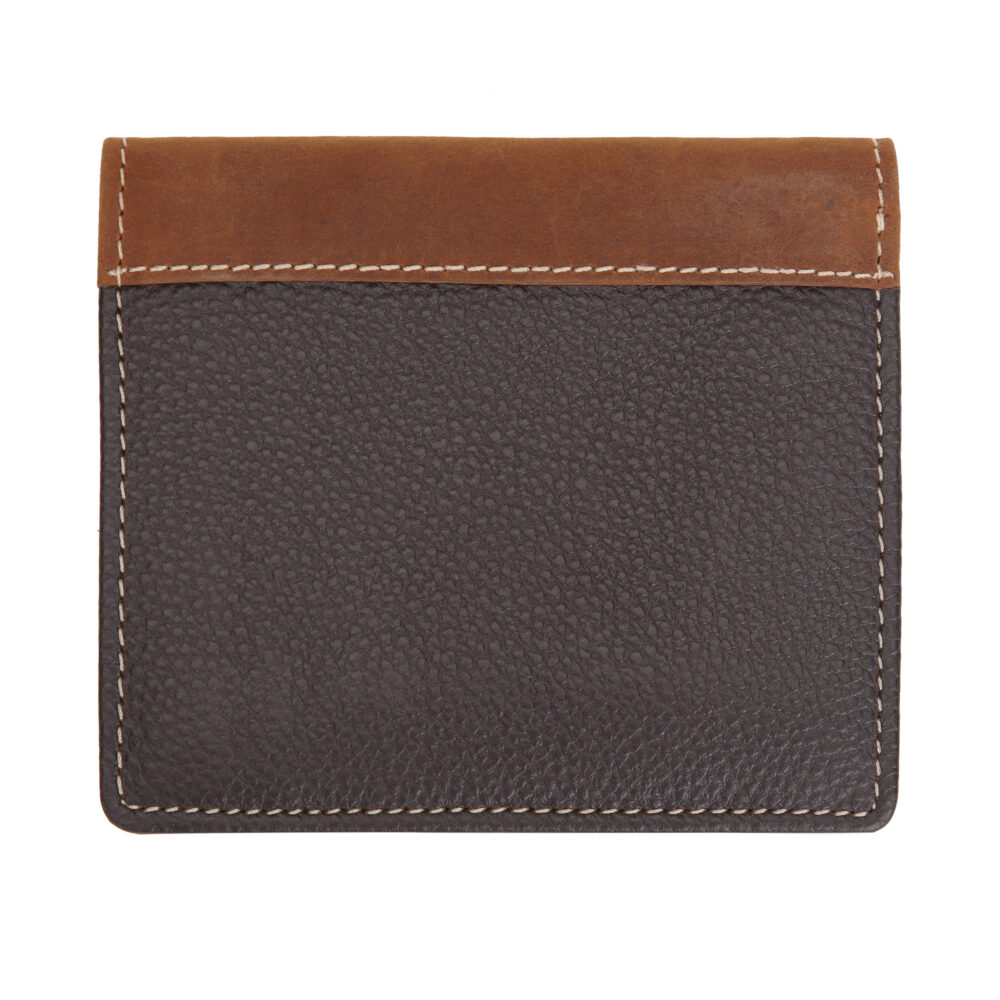 Aaron Dark Brown Tan Bi Fold Wallet - Image 6