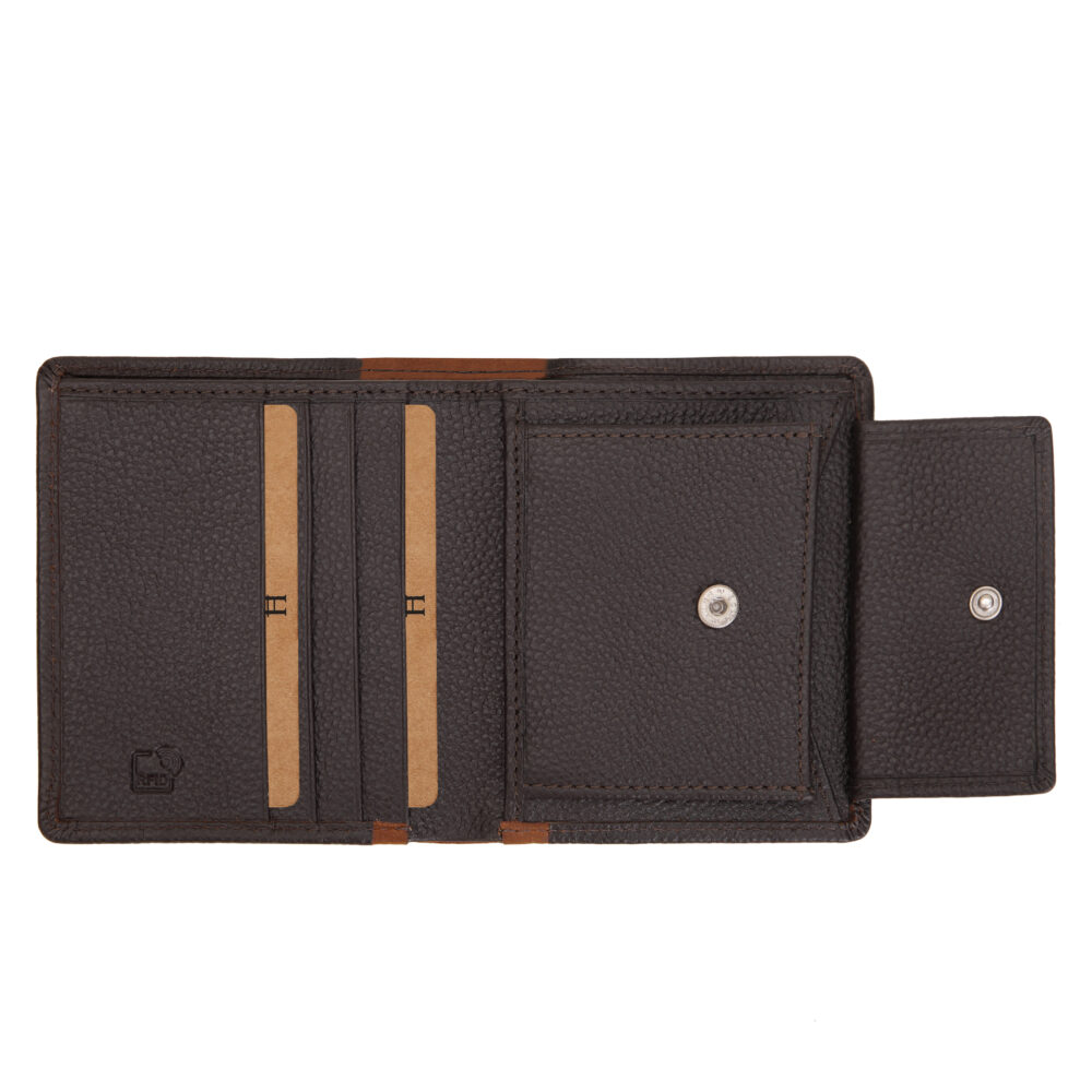 Aaron Dark Brown Tan Bi Fold Wallet - Image 7