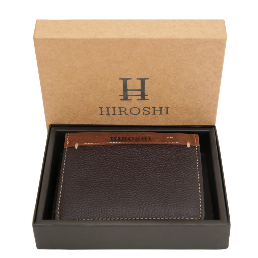 Aaron Dark Brown Tan Bi Fold Wallet - Image 2