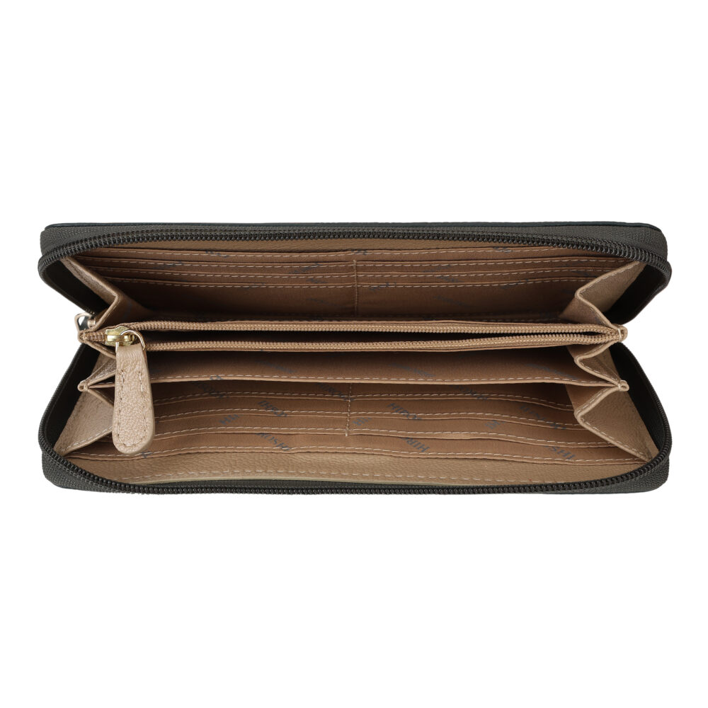 Hiroshi Genuine Leather Ladies Green Zip Around Purse - Image 6
