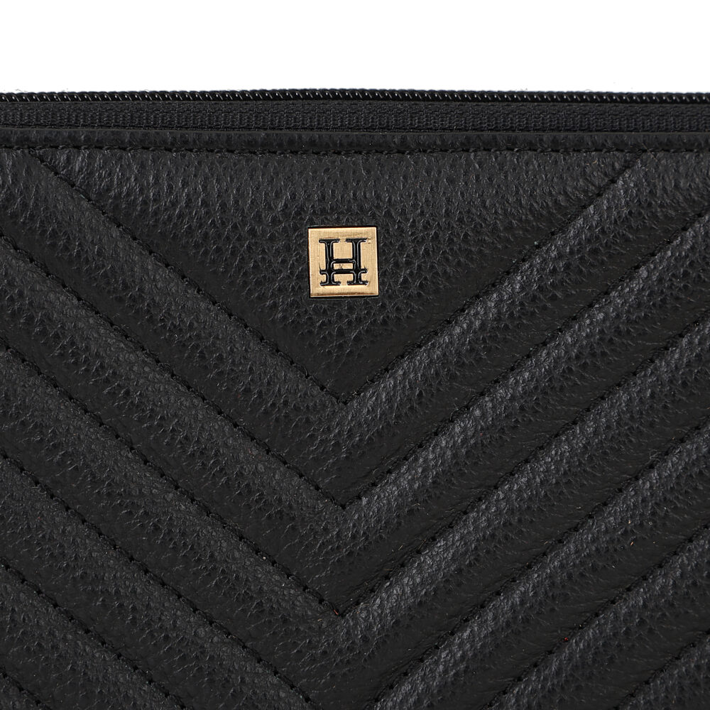 Hiroshi Quilted Signature Black Zip Around Purse - Image 3