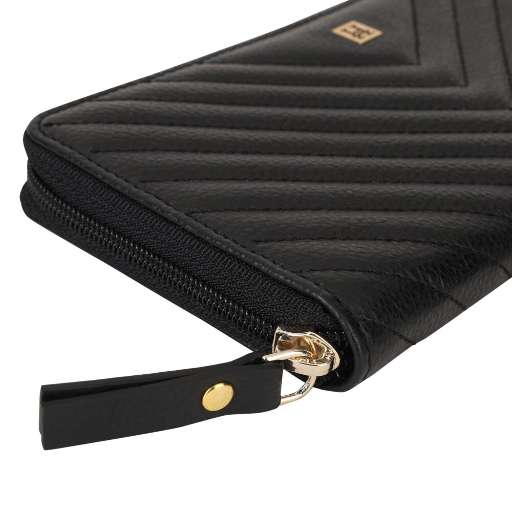 Hiroshi Quilted Signature Black Zip Around Purse - Image 5