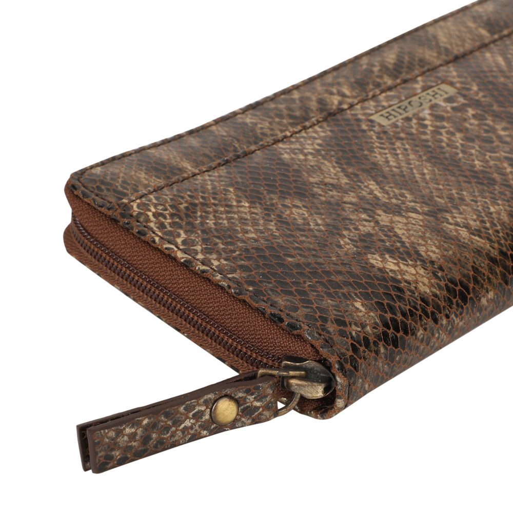 Hiroshi Party Gold Brown Zip Around Purse - Image 5