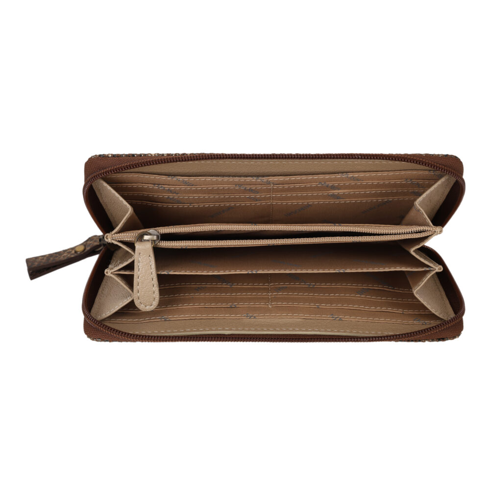 Hiroshi Party Gold Brown Zip Around Purse - Image 6
