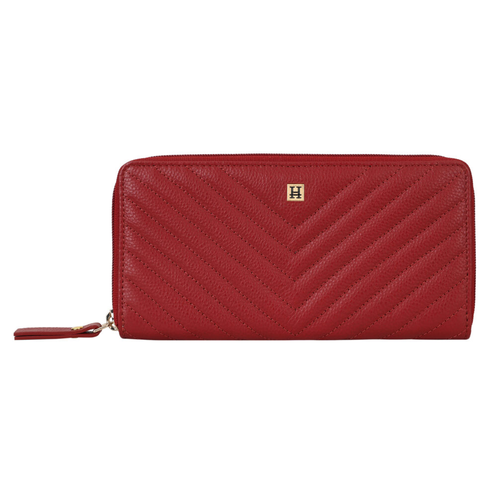 Hiroshi Quilted Signature Red Zip Around Purse