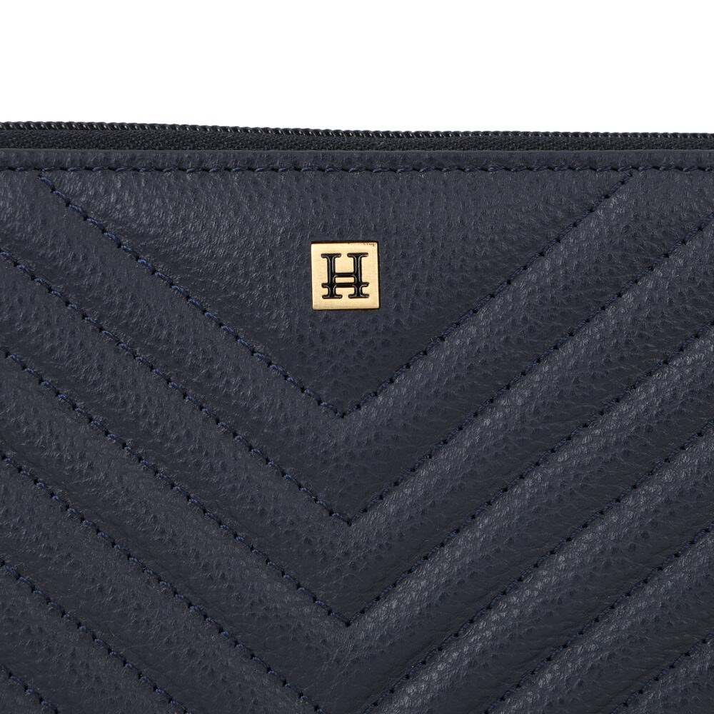 Hiroshi Quilted Signature Navy Zip Around Purse - Image 2