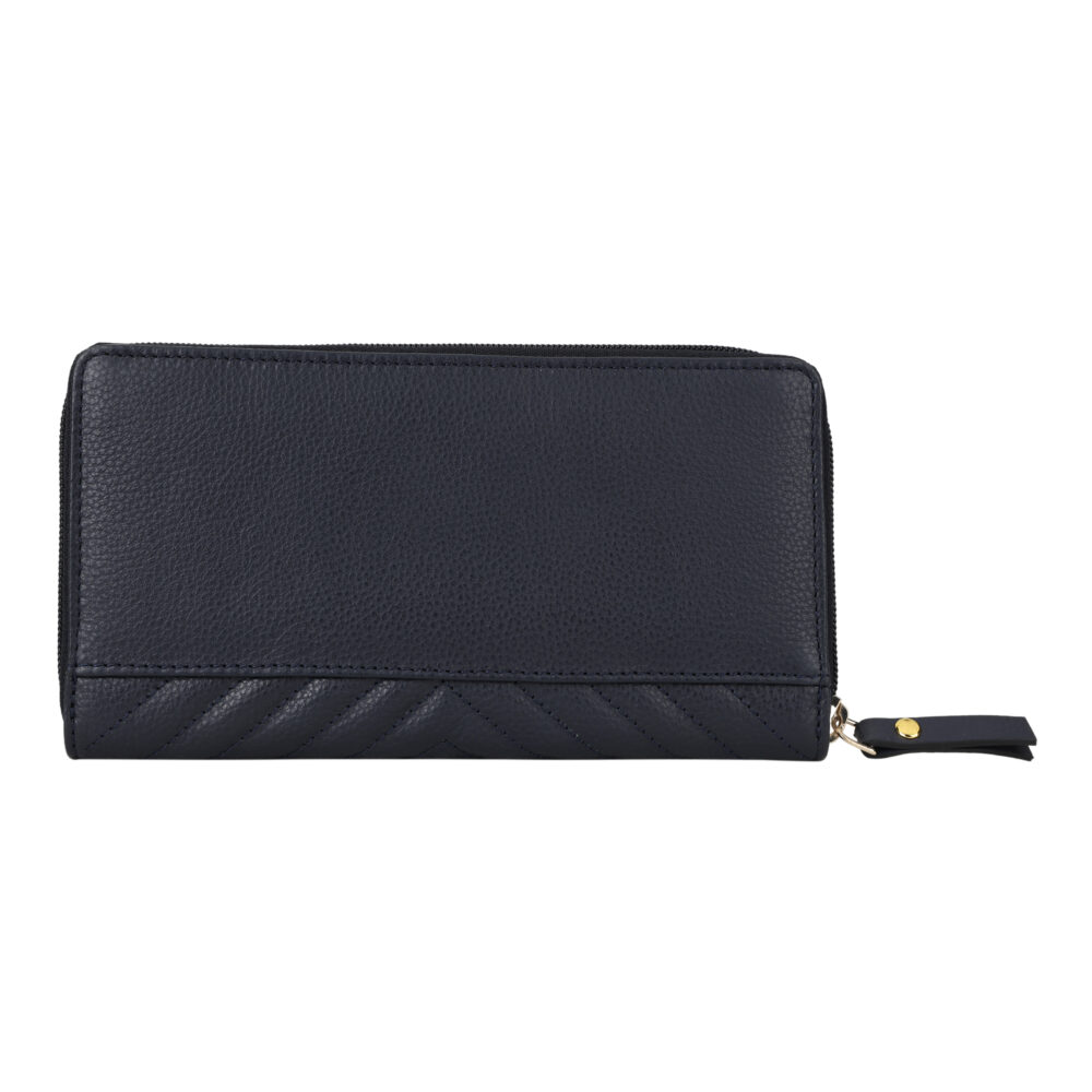 Hiroshi Quilted Signature Navy Zip Around Purse - Image 3