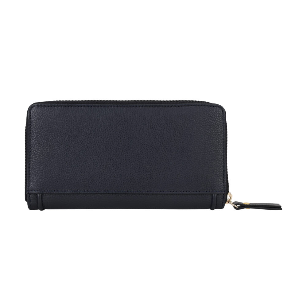 Hiroshi Genuine Leather Ladies Navy Zip Around Purse - Image 2