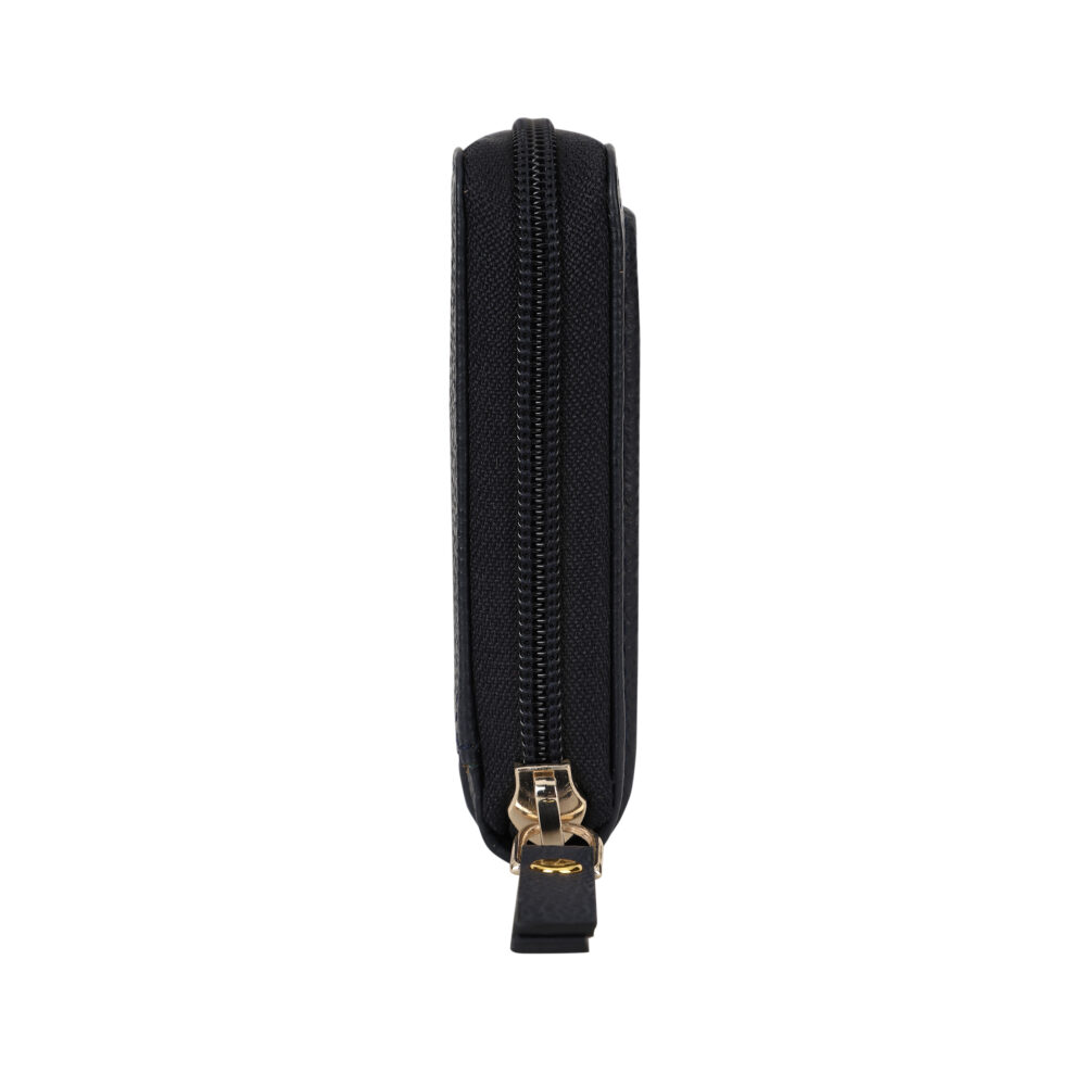 Hiroshi Genuine Leather Ladies Navy Zip Around Purse - Image 5