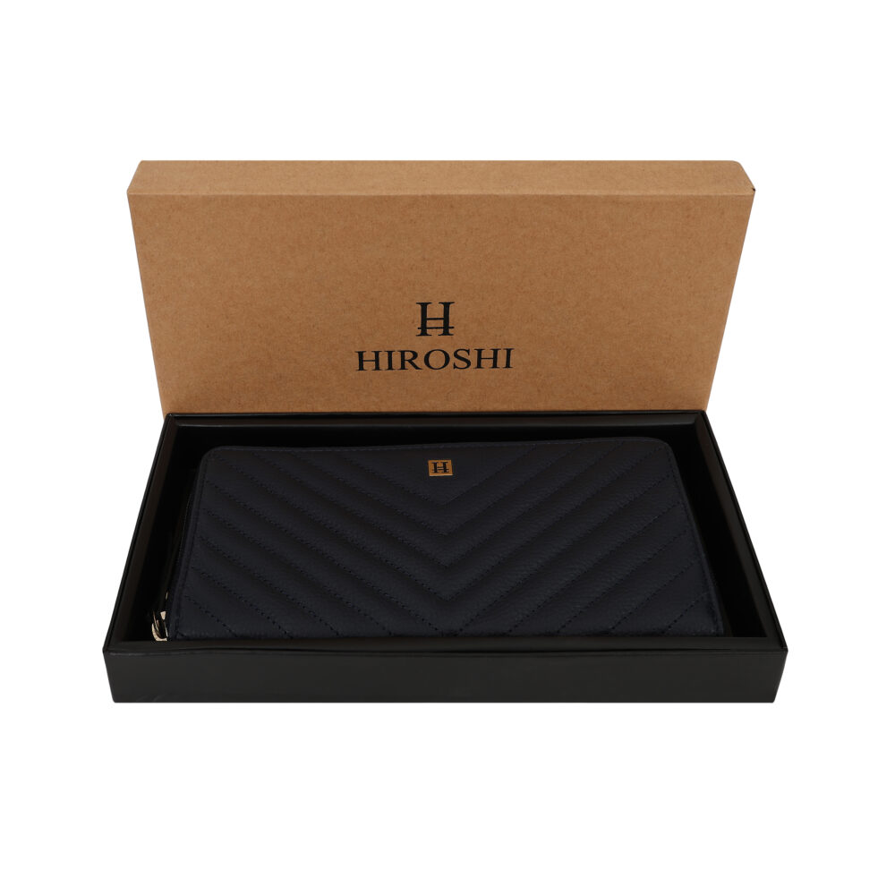 Hiroshi Quilted Signature Navy Zip Around Purse - Image 7