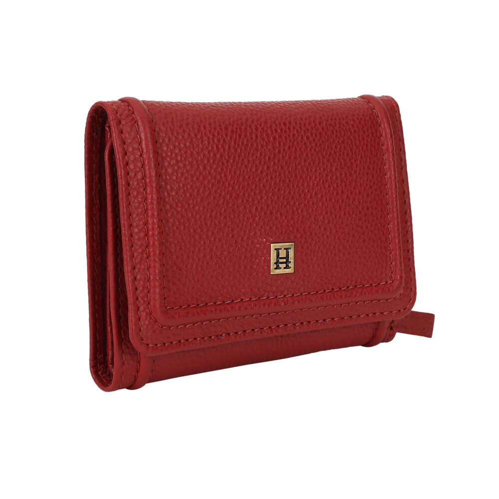Hiroshi Genuine Leather Ladies Bi Fold Red Purse - Image 3