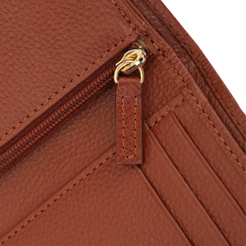 Hiroshi Genuine Leather Ladies Bi Fold Tan Purse - Image 7