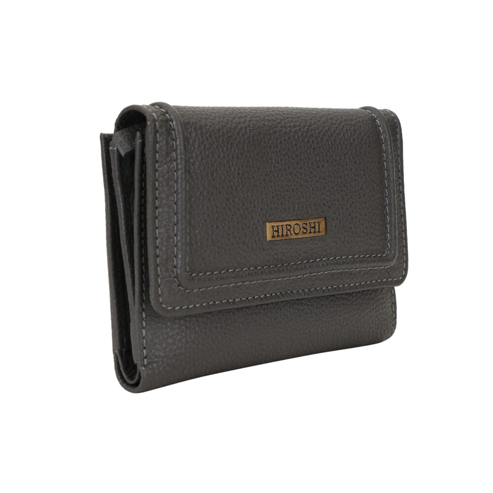 Hiroshi Genuine Leather Ladies Multipurpose Grey Purse - Image 4