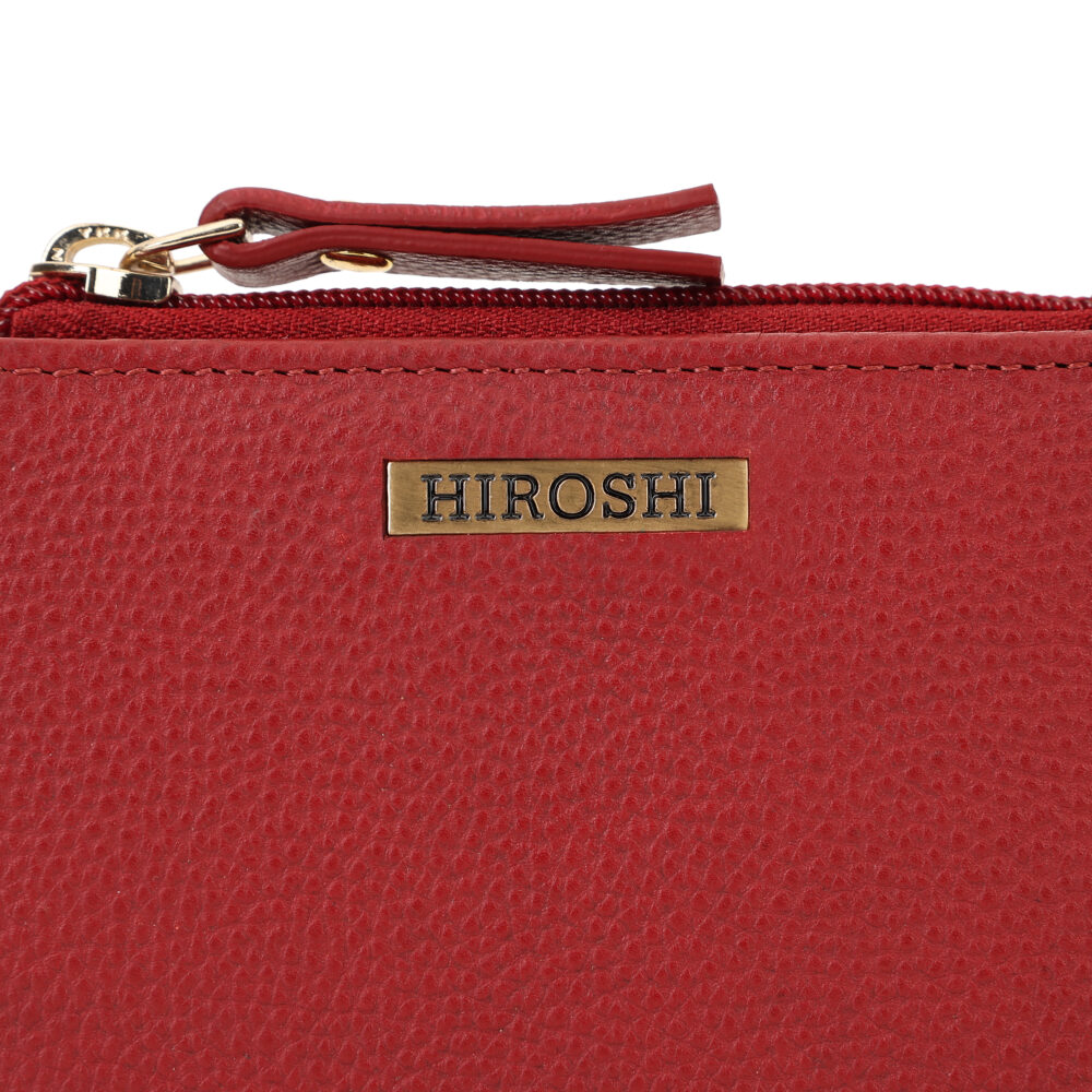 Hiroshi Genuine Leather Ladies Minimal Red Purse - Image 3