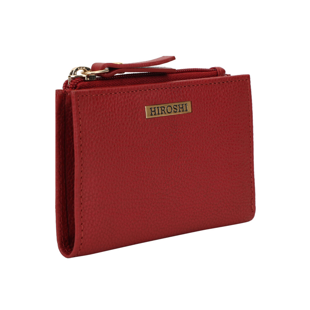Hiroshi Genuine Leather Ladies Minimal Red Purse - Image 4