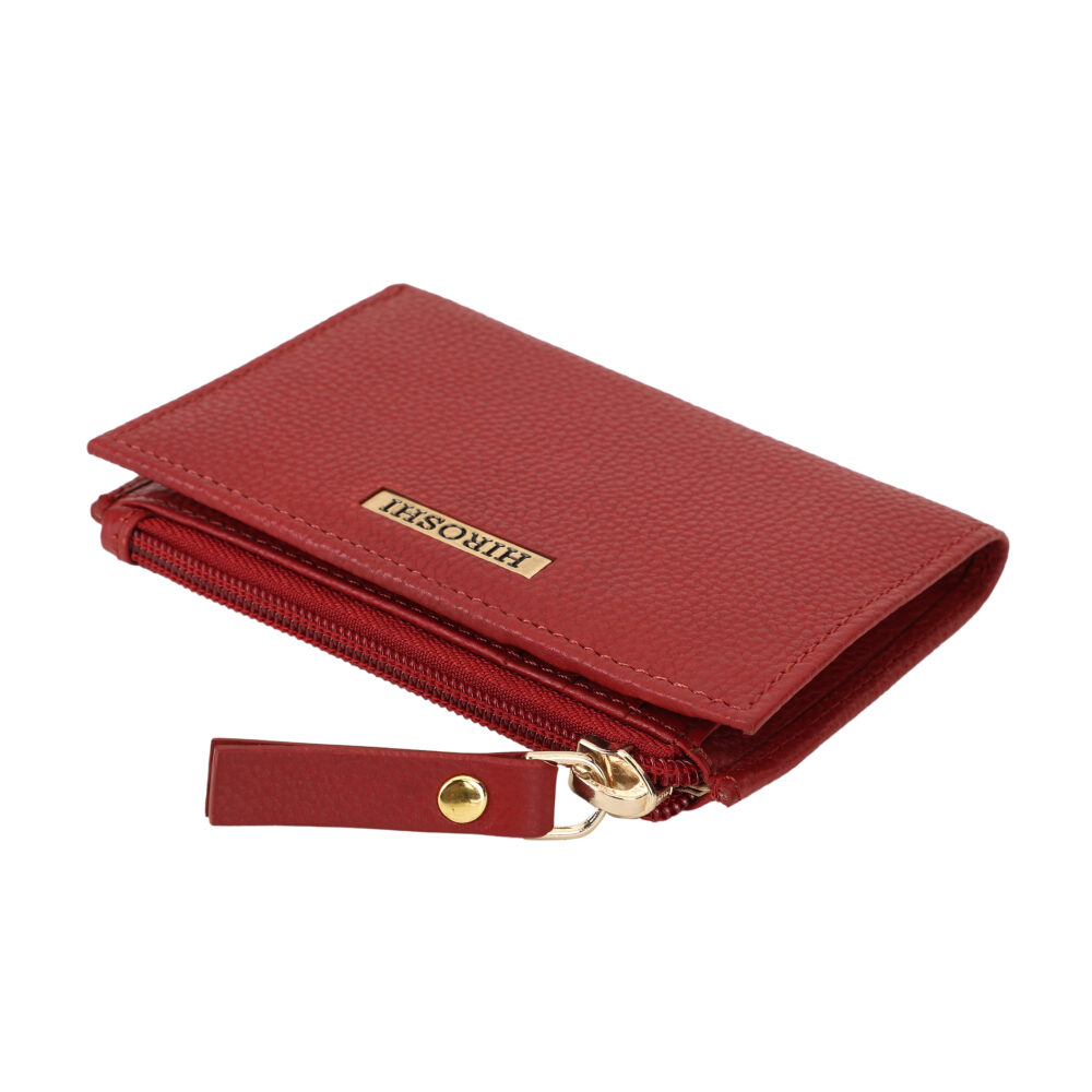 Hiroshi Genuine Leather Ladies Minimal Red Purse - Image 5