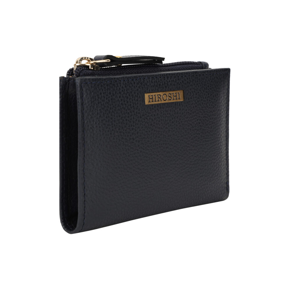 Hiroshi Genuine Leather Ladies Minimal Navy Blue Purse - Image 4