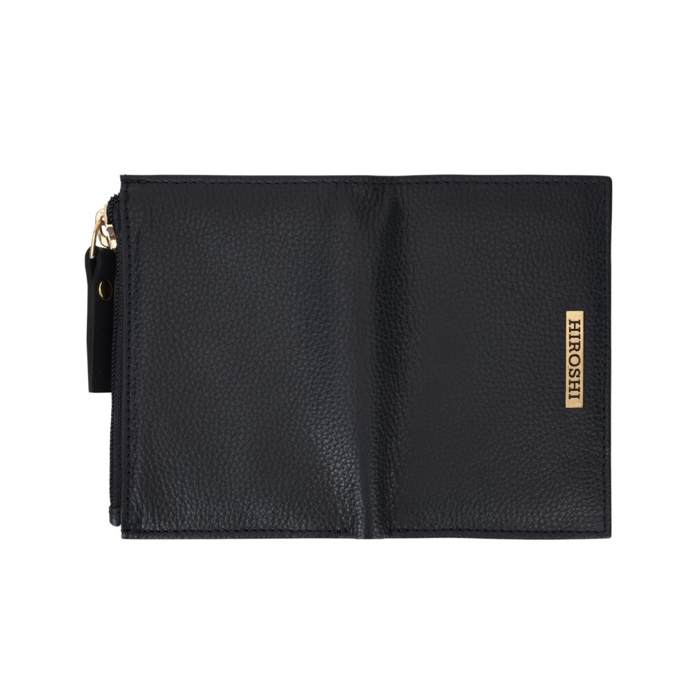 Hiroshi Genuine Leather Ladies Minimal Navy Blue Purse - Image 6