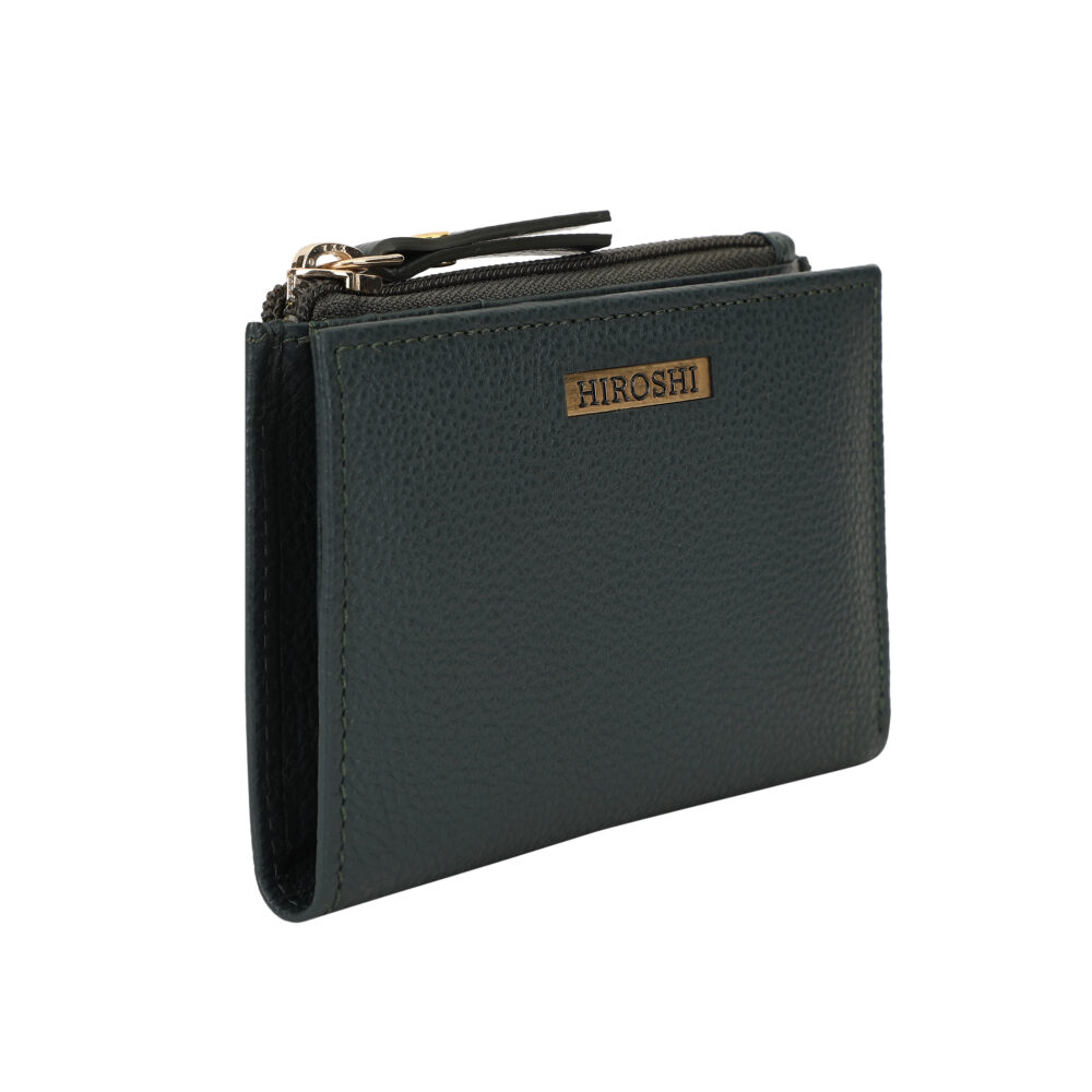 Hiroshi Genuine Leather Ladies Minimal Green Purse - Image 3