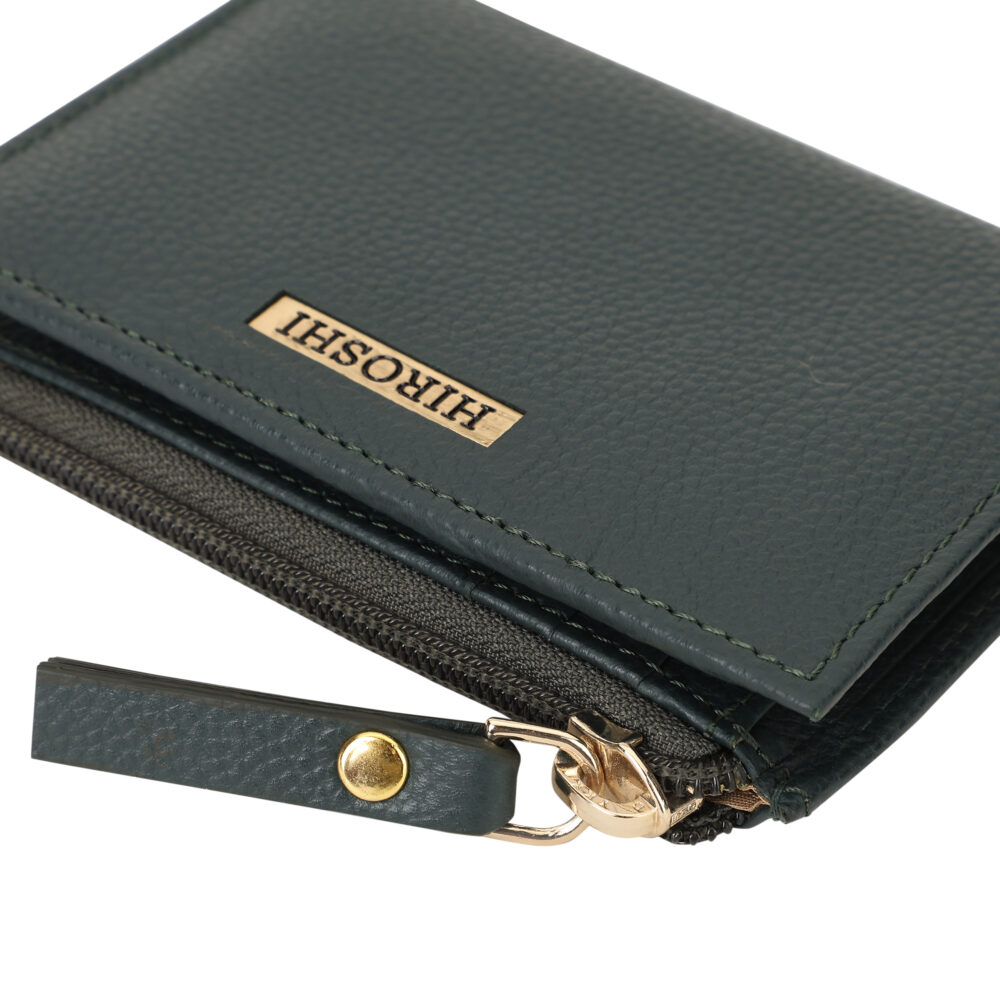 Hiroshi Genuine Leather Ladies Minimal Green Purse - Image 4