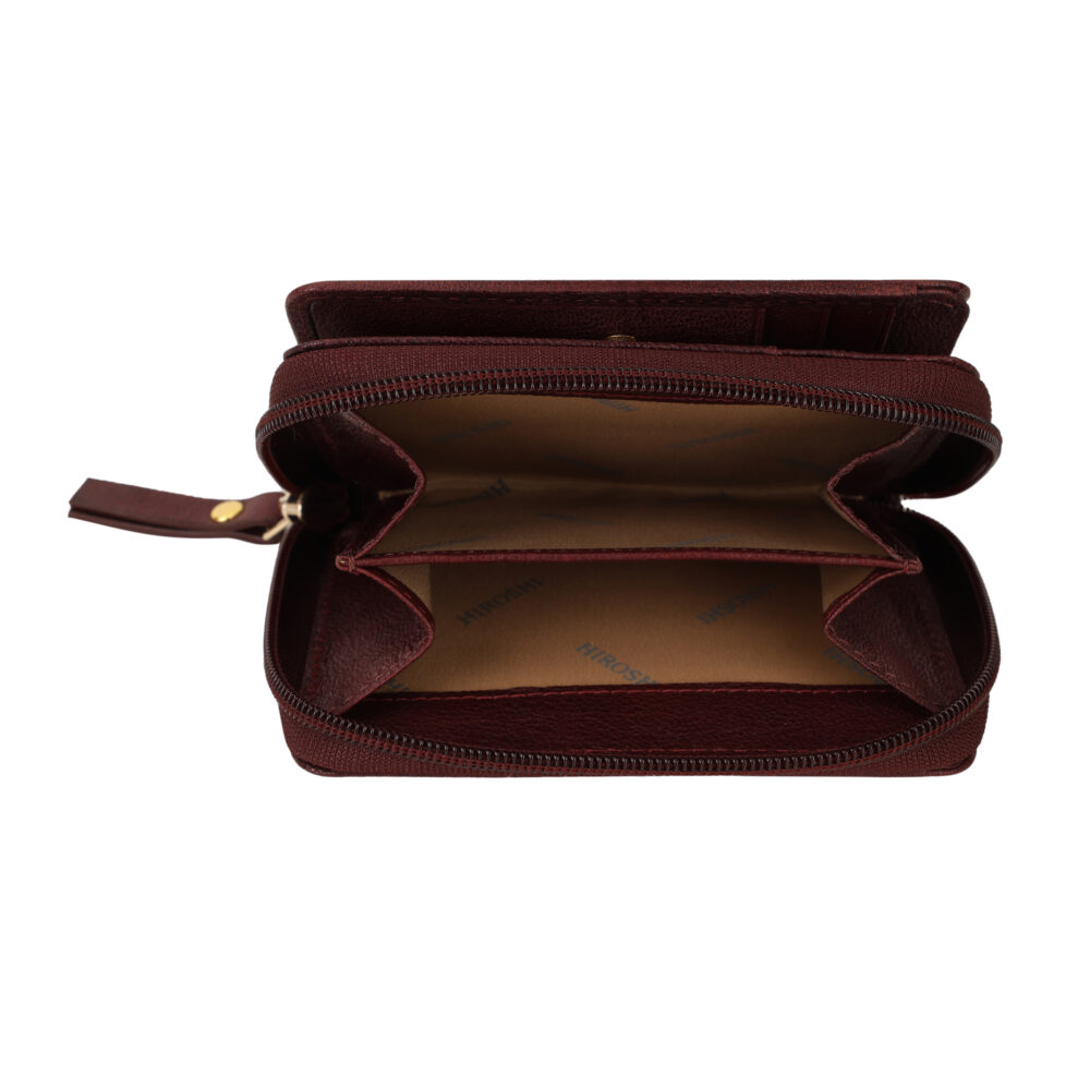 Hiroshi Genuine Leather Ladies Multipurpose Wine Purse - Image 8