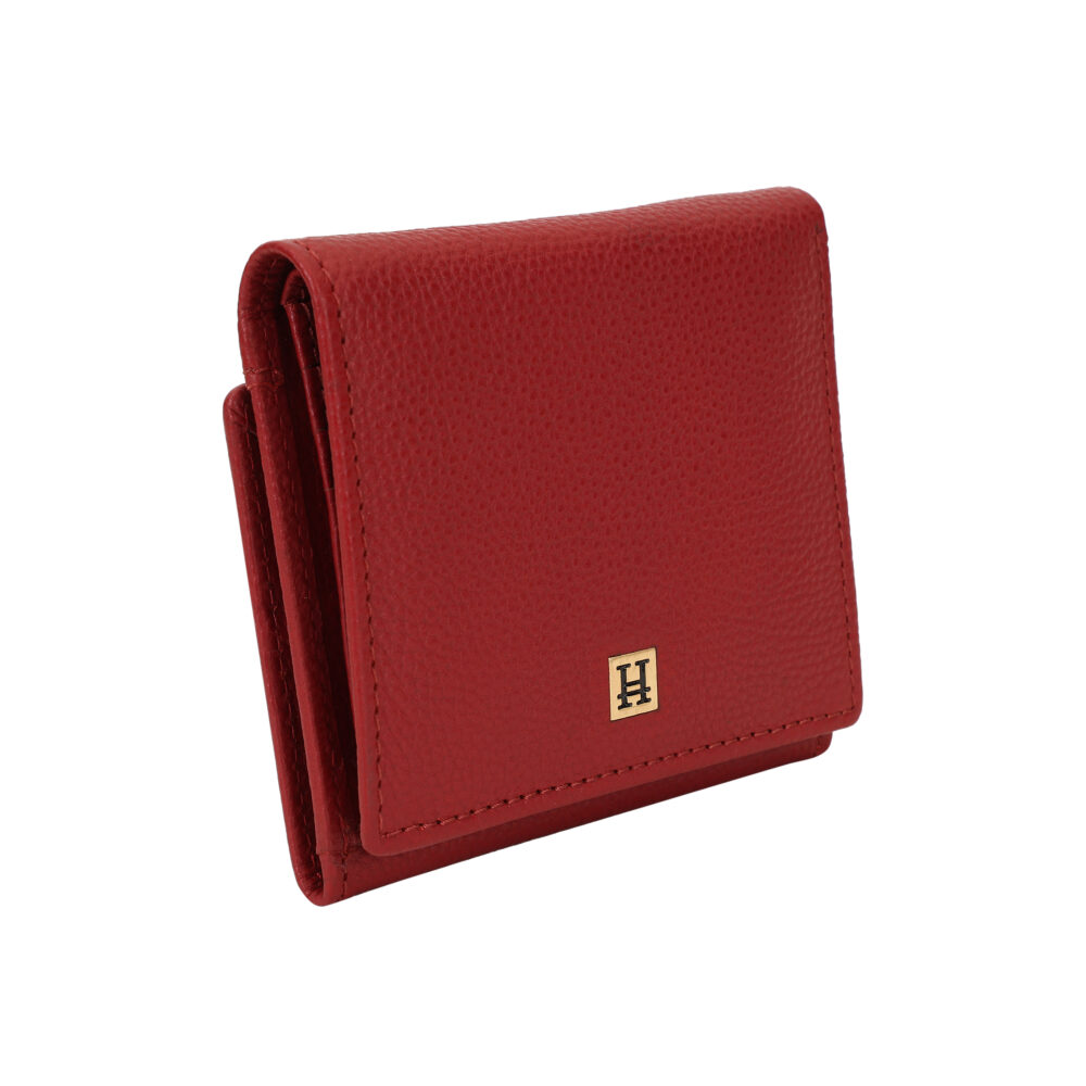 Hiroshi Genuine Leather Ladies Bi Fold Compact Red Purse - Image 3