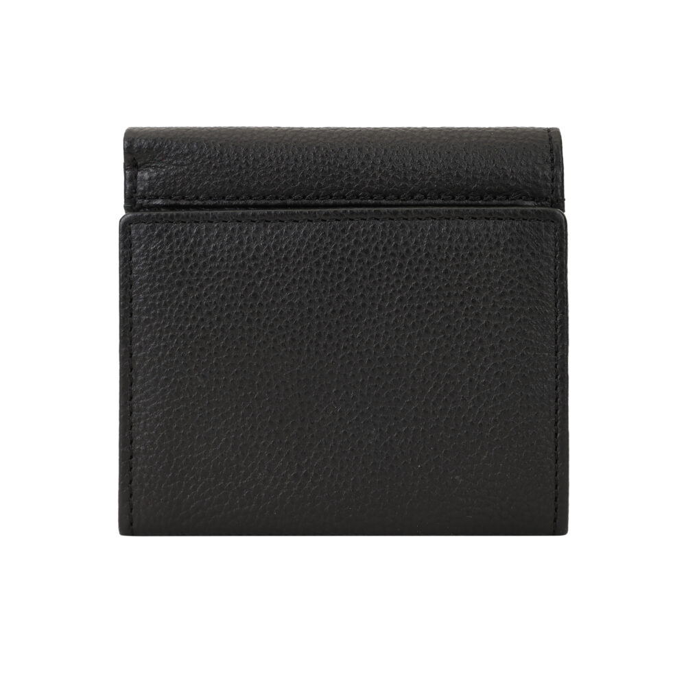 Hiroshi Genuine Leather Ladies Bi Fold Compact Black Purse - Image 2