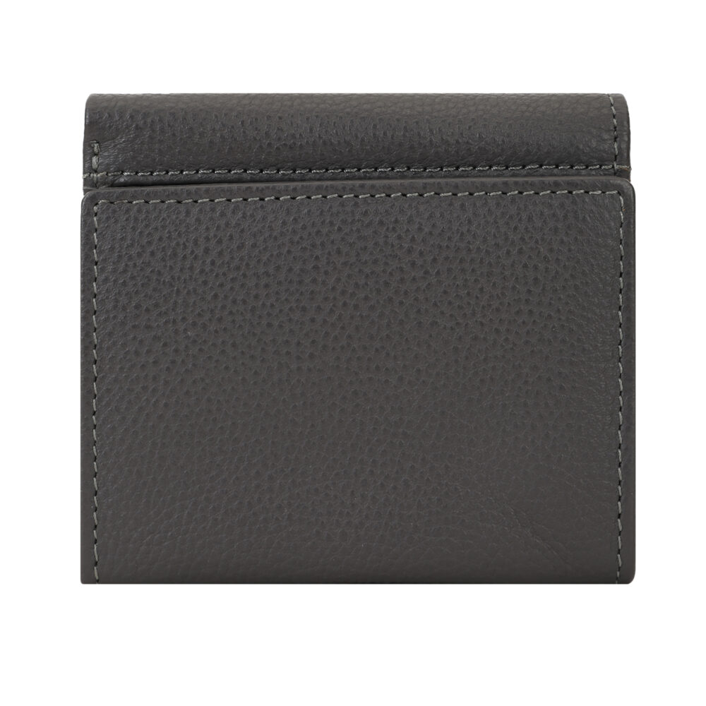 Hiroshi Genuine Leather Ladies Bi Fold Compact Gray Purse - Image 2