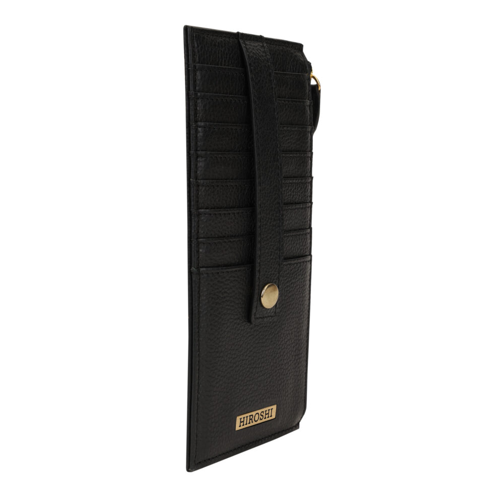 Hiroshi Genuine Leather Ladies Handheld Black Purse - Image 2
