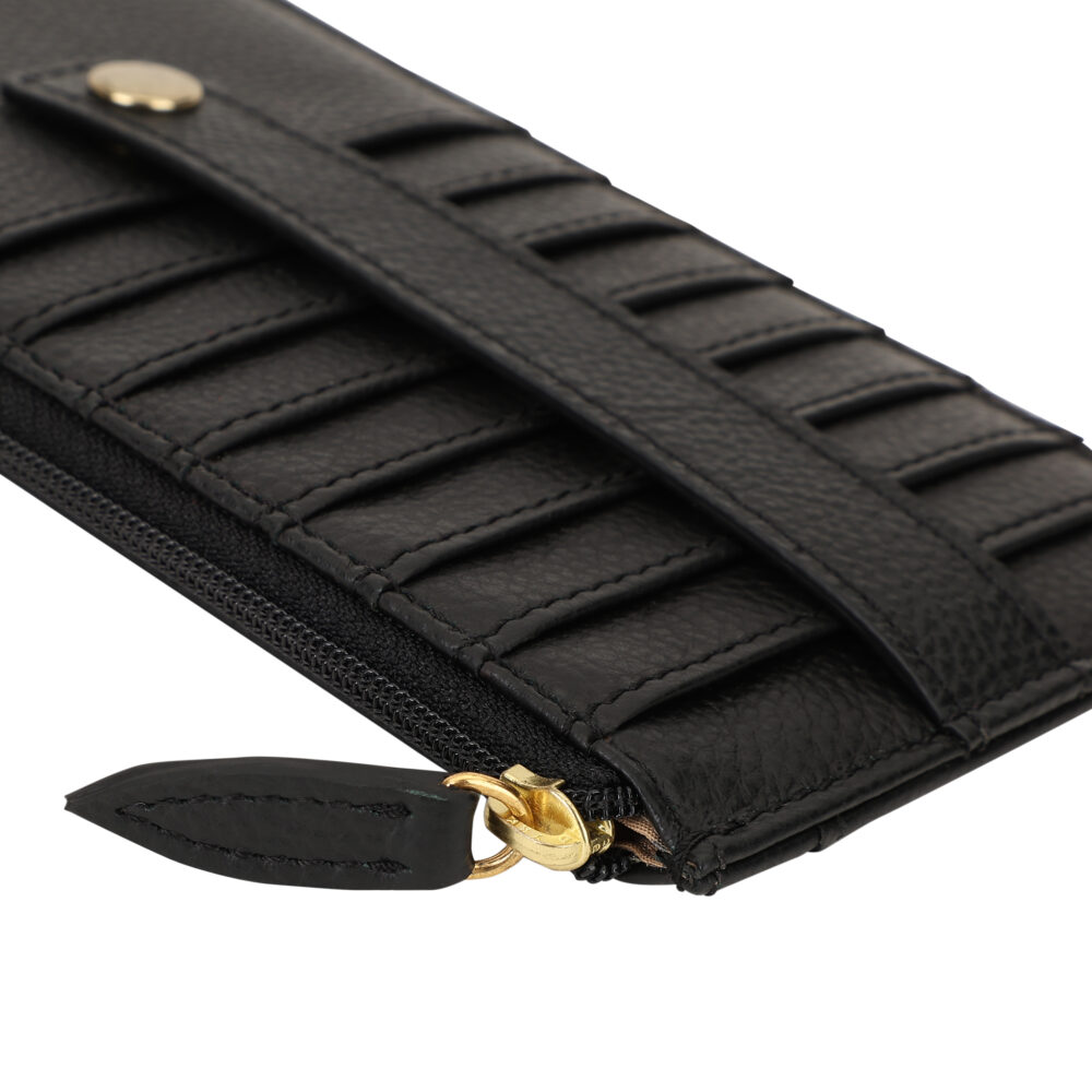 Hiroshi Genuine Leather Ladies Handheld Black Purse - Image 3