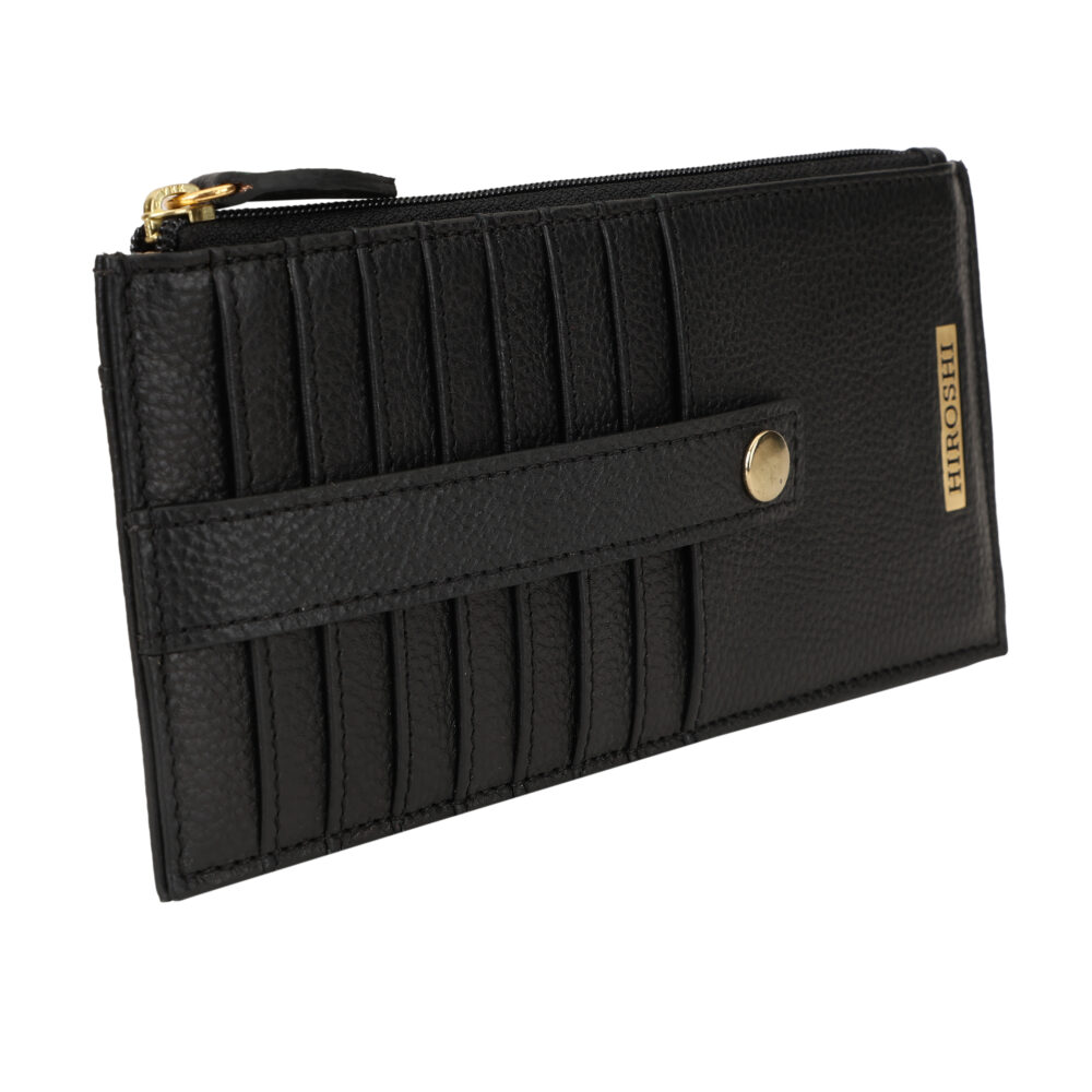 Hiroshi Genuine Leather Ladies Handheld Black Purse - Image 6
