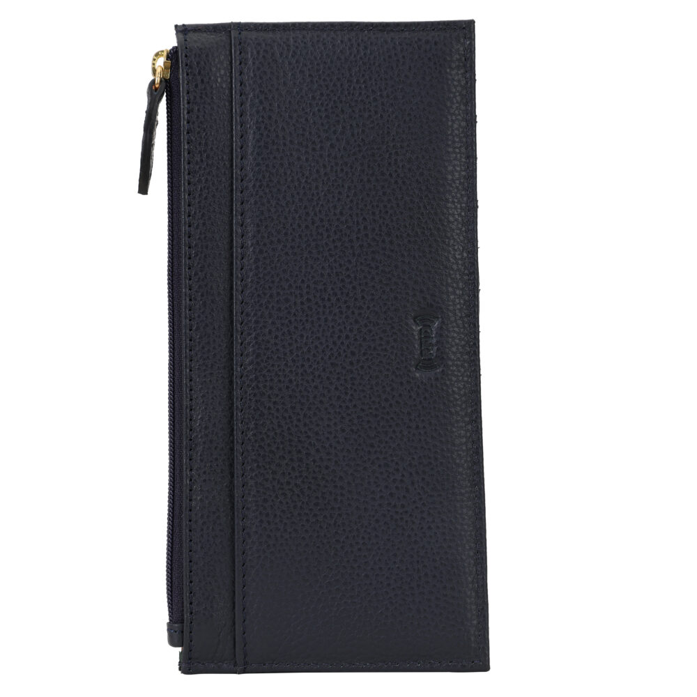 Hiroshi Genuine Leather Ladies Handheld Navy Blue Purse - Image 2