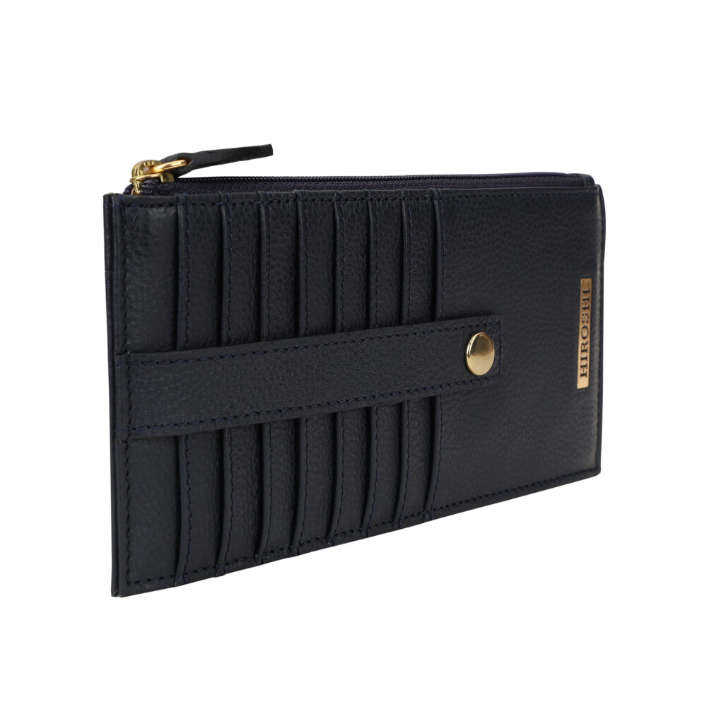 Hiroshi Genuine Leather Ladies Handheld Navy Blue Purse - Image 5
