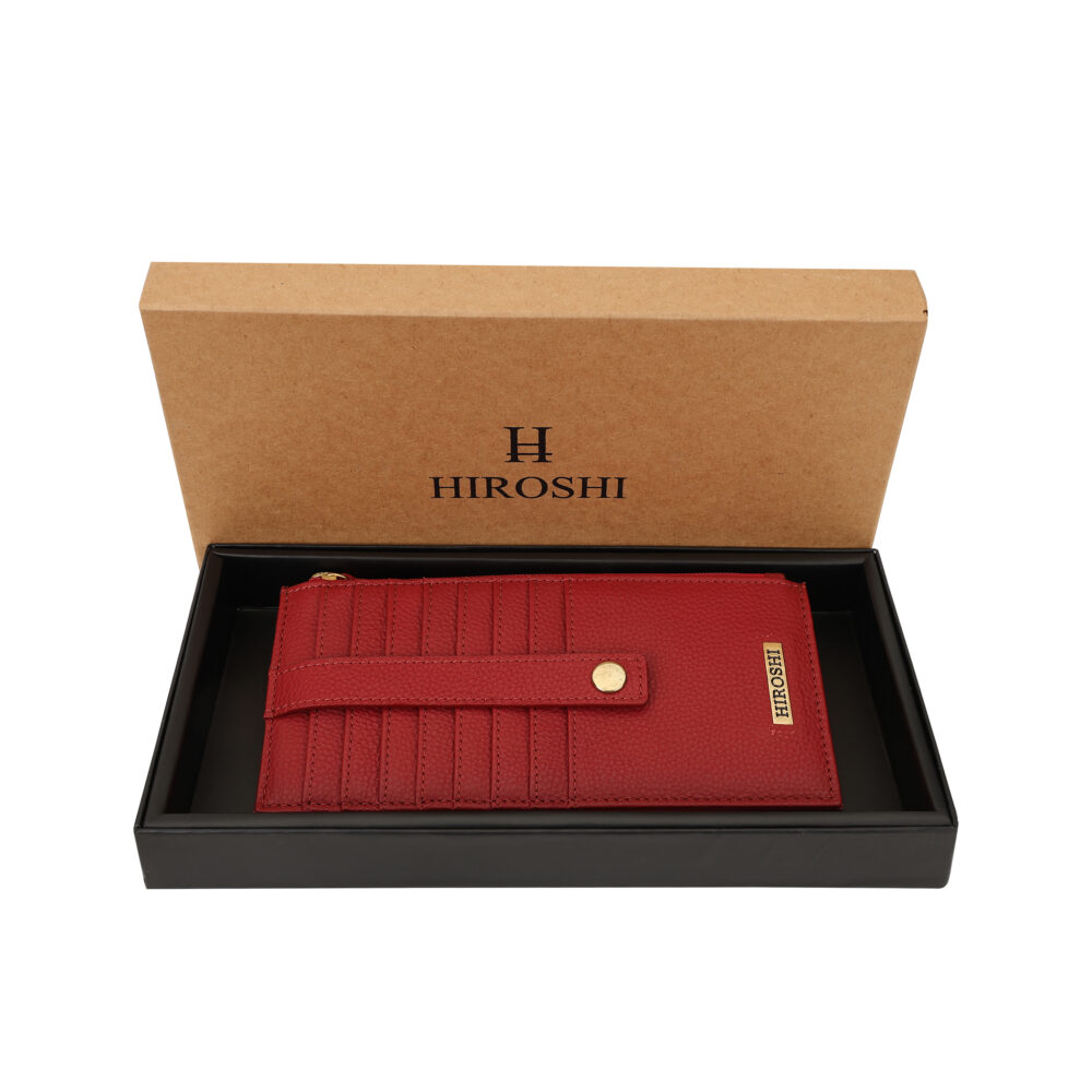 Hiroshi Genuine Leather Ladies Handheld Red Purse - Image 3