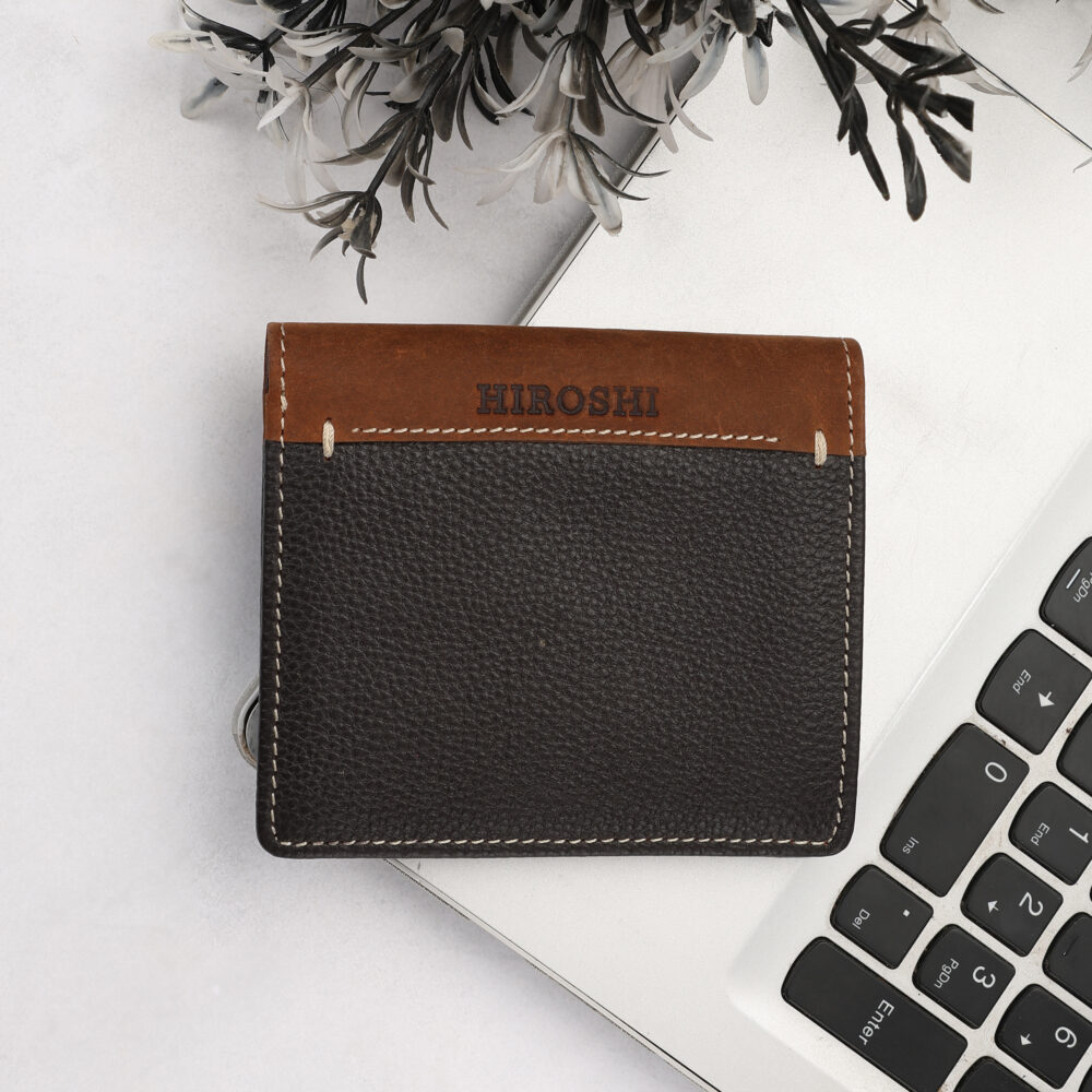 Aaron Dark Brown Tan Bi Fold Wallet