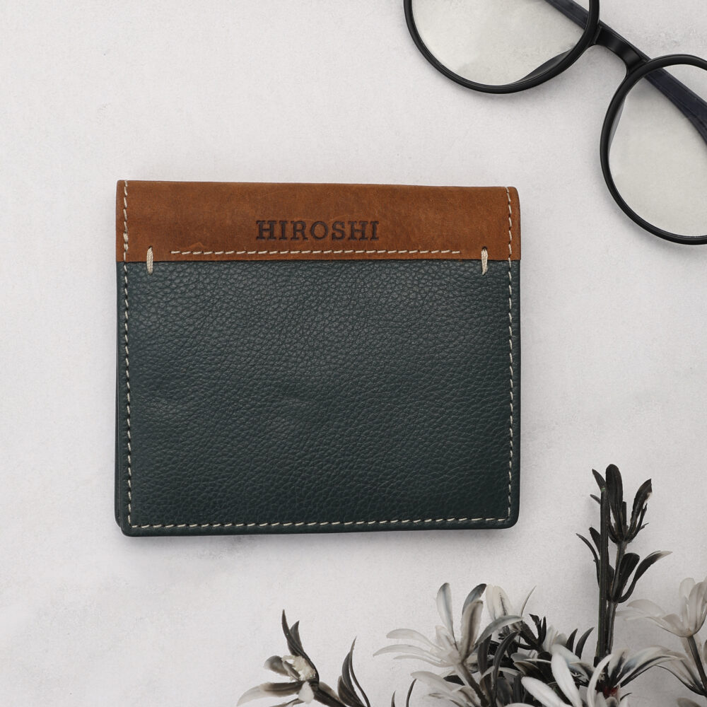 Aaron Green Tan Bi Fold Wallet