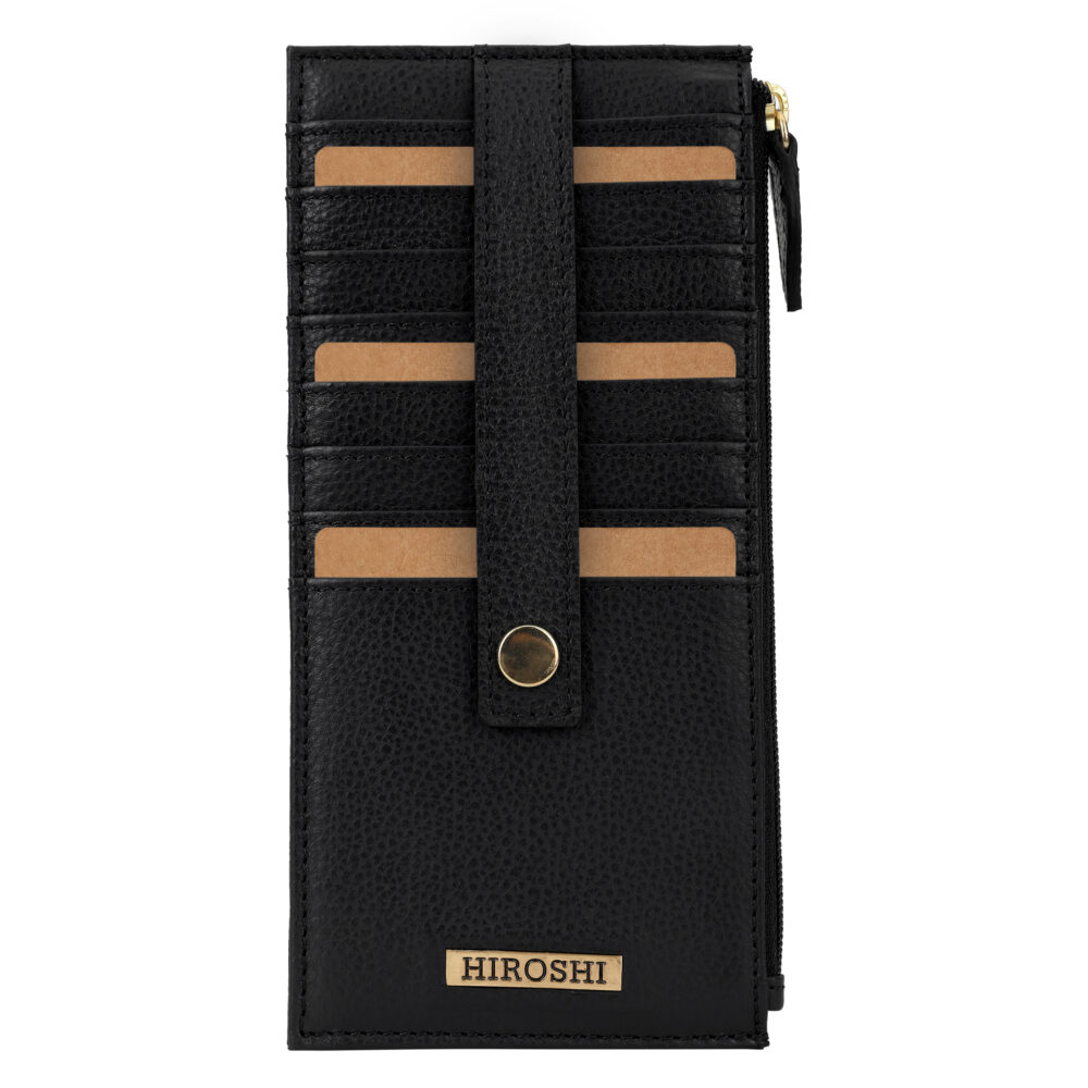Hiroshi Genuine Leather Ladies Handheld Black Purse