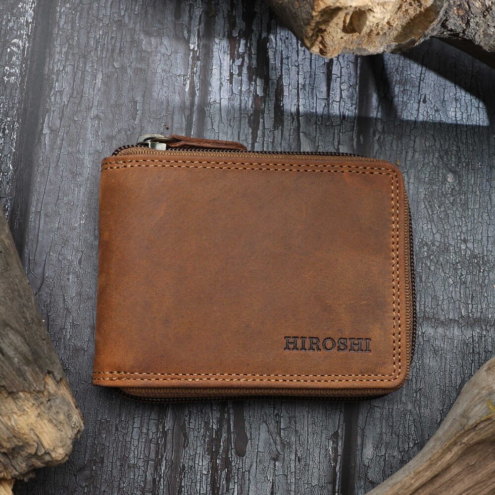 Tan Bi Fold with Zip Around Wallet - Image 3