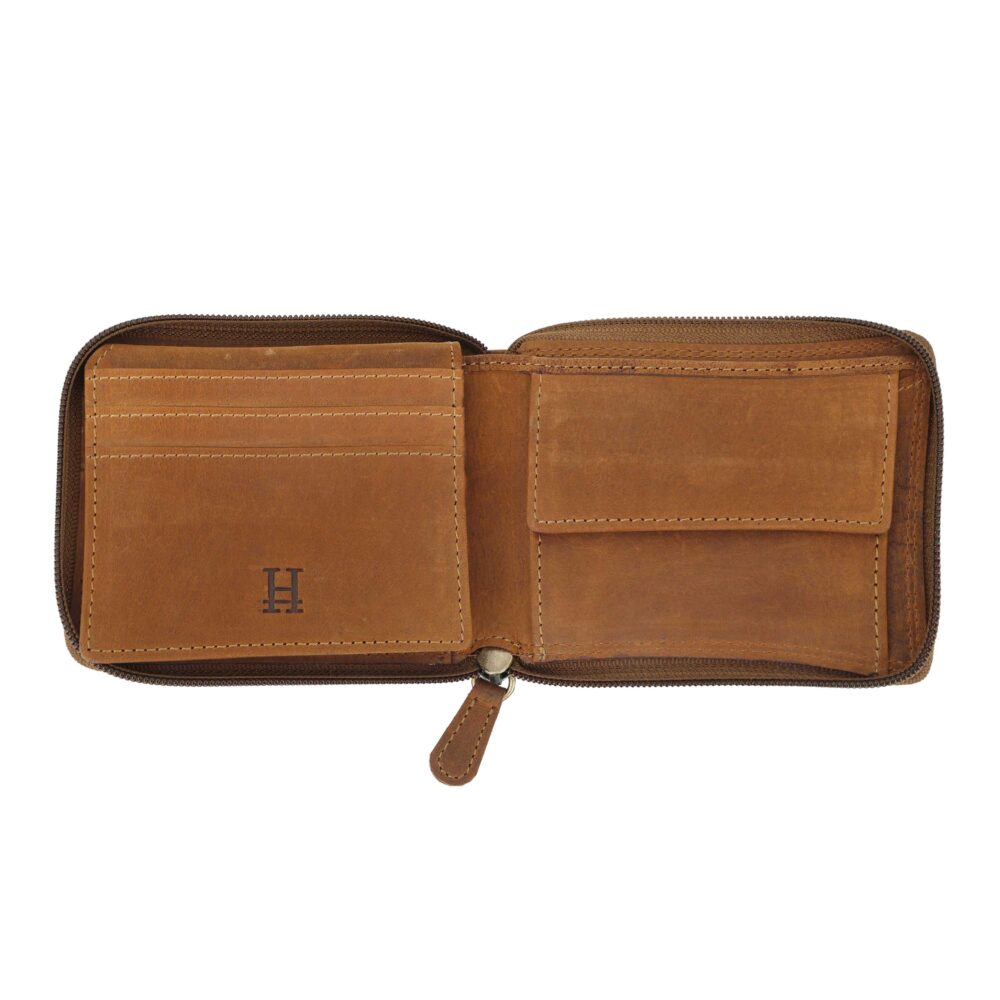 Tan Bi Fold with Zip Around Wallet - Image 7
