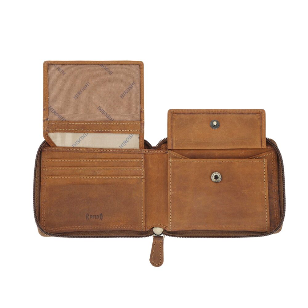Tan Bi Fold with Zip Around Wallet - Image 8