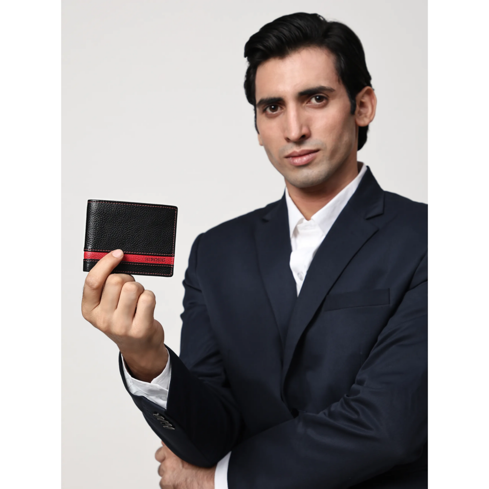 Black and Red Bi Fold Wallet